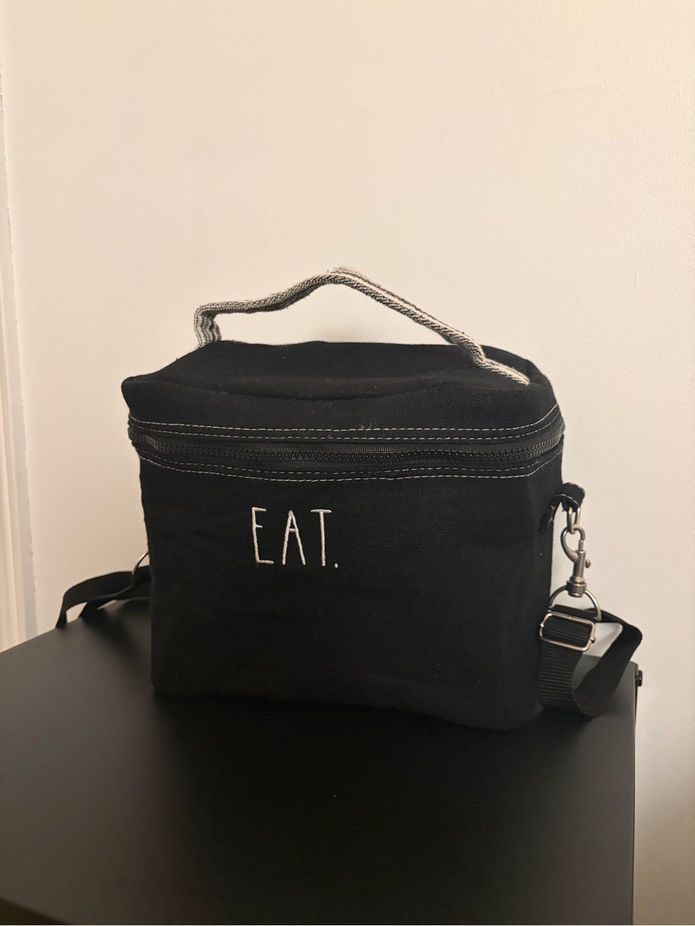 Rae Dunn EAT Black Insulated Lunch Bag Crossbody